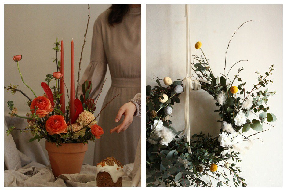 Венок и цветочная композиция