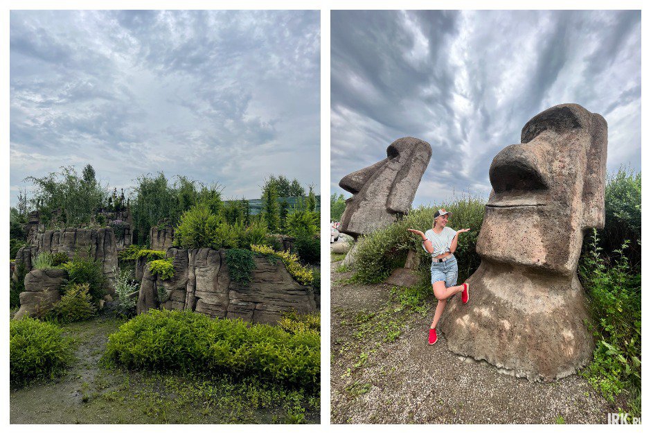 Копии истуканов с острова Пасхи расположены у входа в лесопитомник