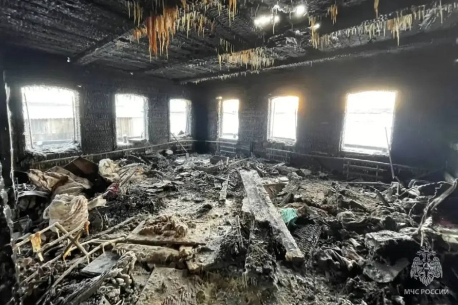 Последствия пожара. Фото пресс-службы ГУ МЧС по Иркутской области