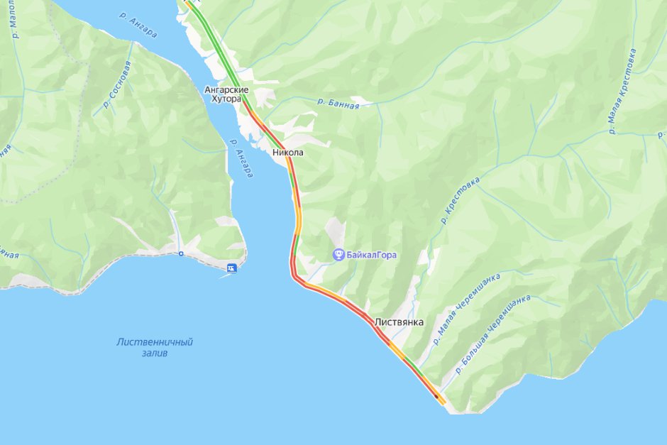 Пробка на Байкальском тракте. Скриншот сервиса «Яндекс»