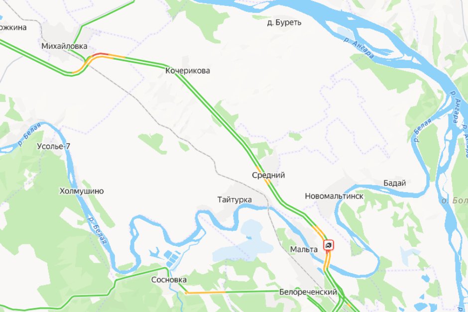 Дорожные заторы. Скриншот сервиса «Яндекс. Карты»