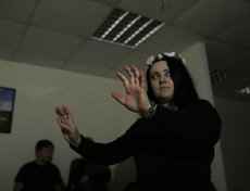 Пришедших встречали персонажи отечественных фильмов.