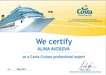 Сертификат Эксперта по круизам Costa Cruises