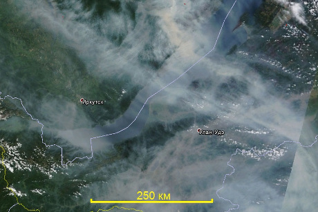 Фрагмент космоснимка Terra MODIS от 24 июля 2016 года