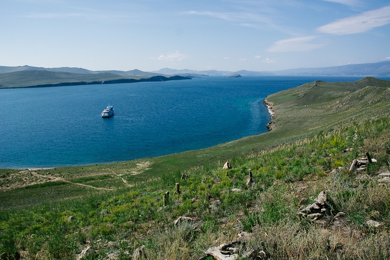 Вид на Байкал с острова Огой