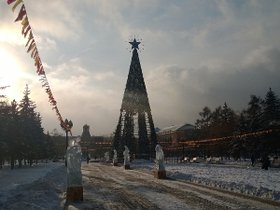 Установка елки. Фото IRK.ru