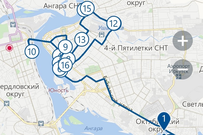 Скриншот карты маршрута