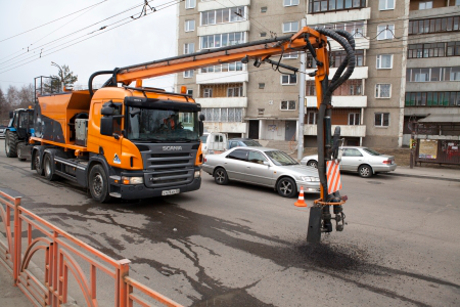 Ремонт дороги. Фото пресс-службы администрации Иркутска