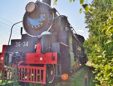 Этот паровоз когда-то ходил по Кругобайкальской железной дороге. Можно залезть в его кабину. Правда, рассматривать там уже нечего — почти всё растащили туристы.