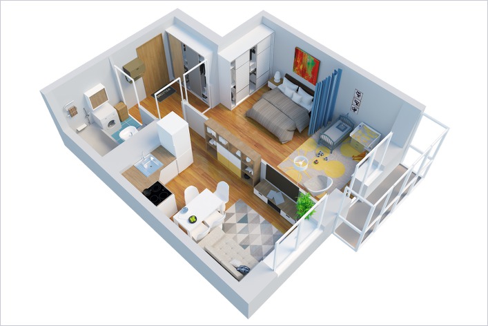 В планировках в стиле SMART каждая зона квартиры имеет свое полноценное пространство