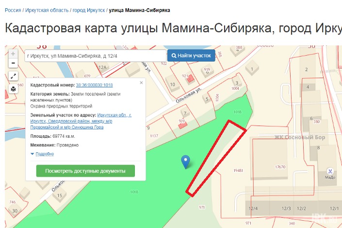 Участок неучтенной земли. Скриншот сайта публичная-кадастровая-карта.рф
