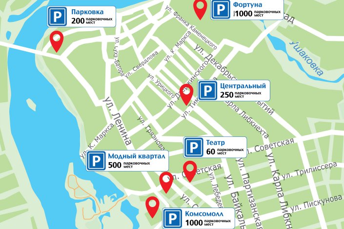 План размещения парковок предоставлен мэрией Иркутска