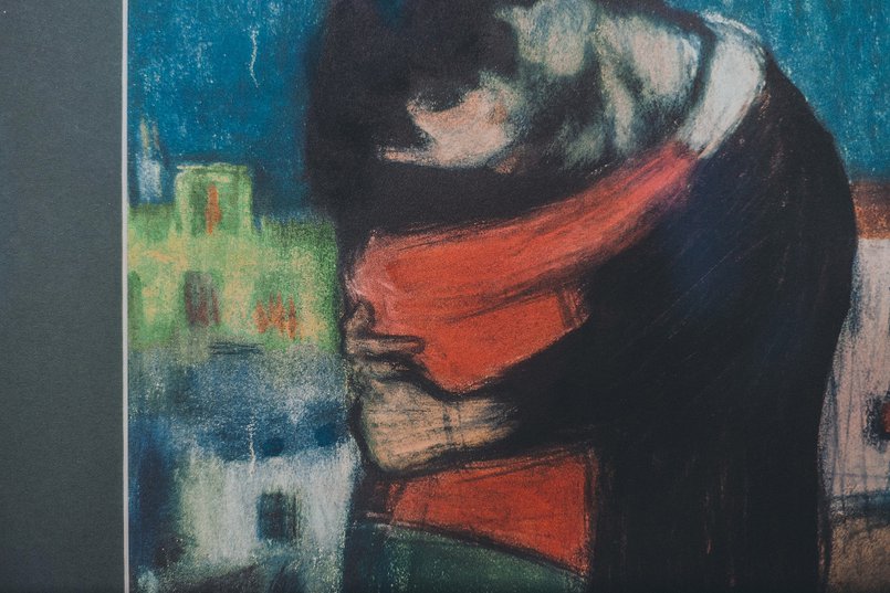 Фрагмент картины «Влюбленные на улице» из серии «Голубой цвет Барселоны»