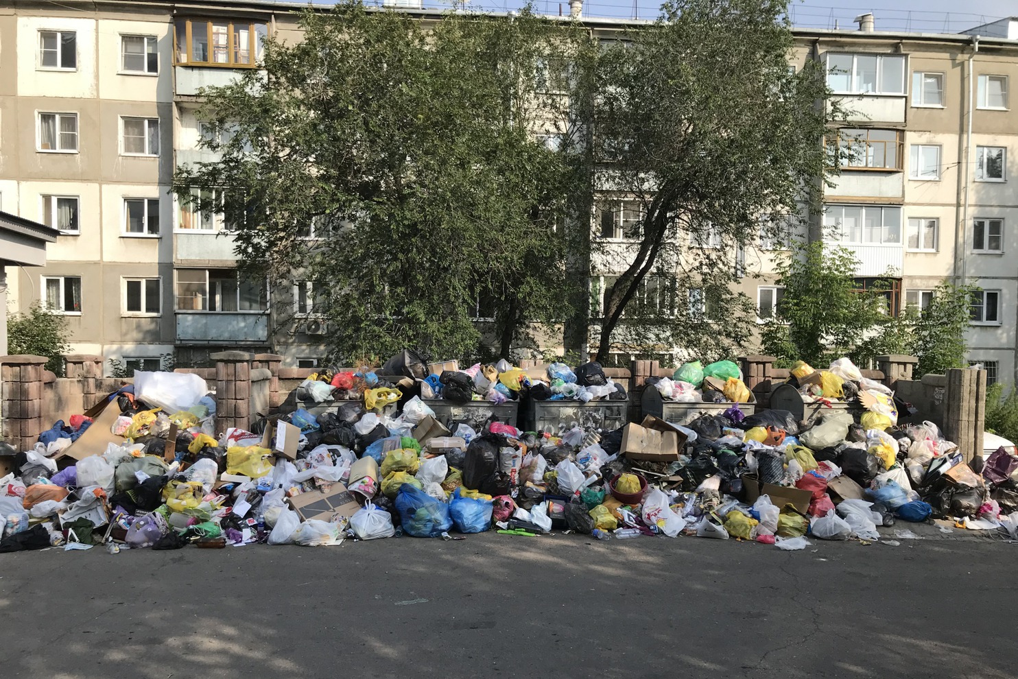 Мусорная площадка рядом с домом по адресу проспект Маршала Жукова, 124. Фото прислала Анастасия Латышева