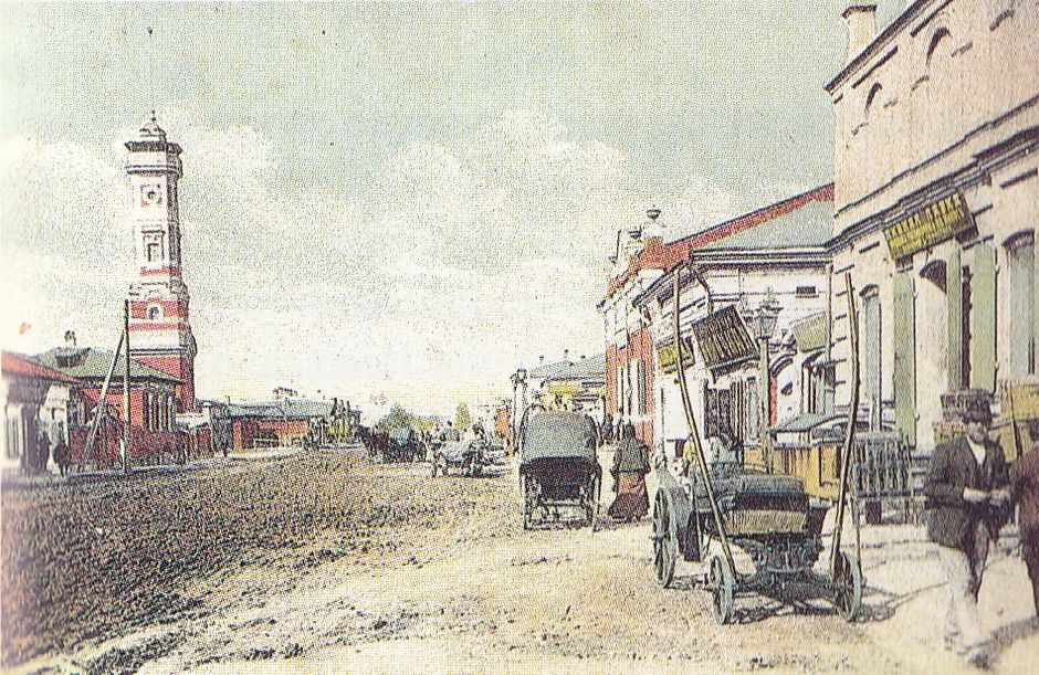 Вид на каланчу с улицы Преображенской (ныне Тимирязева), 1906. Автор: А.Д. Ермаков, из архива Иркипедии