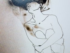 В первой графической серии художница с анатомической точностью изображает контуры женских фигур, парящих в невесомости. Их волосы как будто растут, дышат, трансформируются и развиваются независимо от тел.