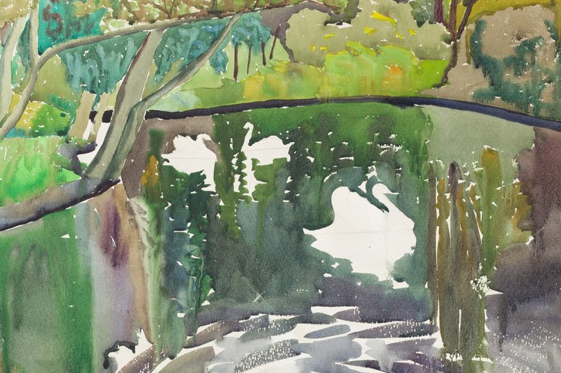 «Лебеди в парке», 1978 год. Автор — Галина Курочкина-Домашенко