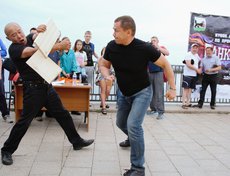 На соревнованиях на Кубок мэра по профессиональному панкратиону. Июнь, 2019