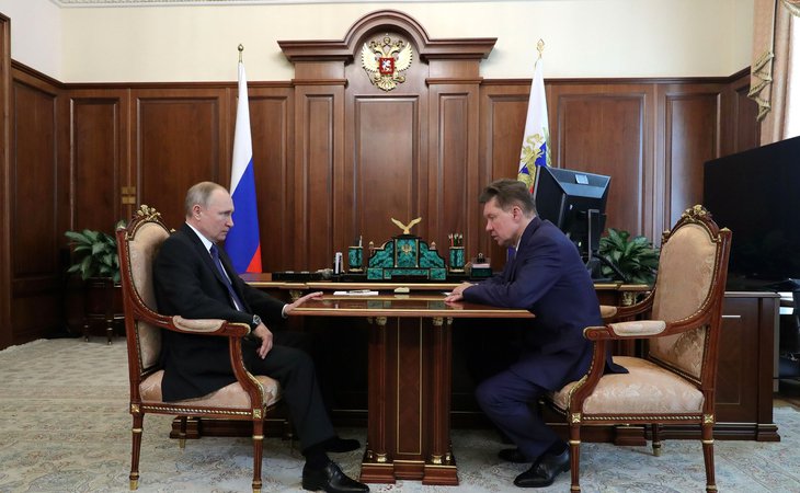 Владимир Путин и Алексей Миллер. Фото пресс-службы Кремля
