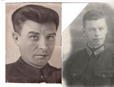 Слева: Рыков Семён Ильич (1904-1943). Волховский фронт, 54 Армия, 198 сд, командир минометного подразделения. Справа - Рыков Александр Ильич (1912-1979). Сталинградский фронт, стр.полк, командир взвода 1382. Уроженцы с.Косая Степь, Ольхонского р-на.
