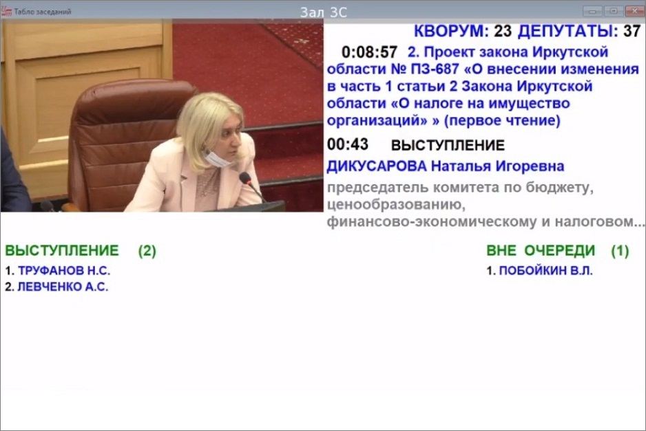 Первой слово взяла Наталья Дикусарова. Скриншот заседания