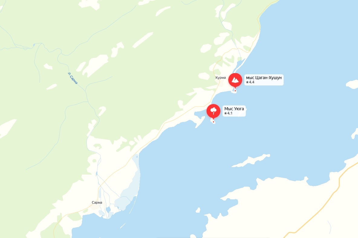 Курминский залив находится между мысами Уюга и Цаган-Хушун