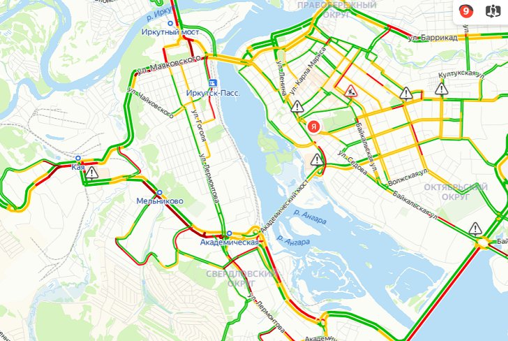 Карта пробок иркутск онлайн