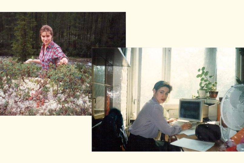 На фото справа Надежда Грошева на рабочем месте — в банке