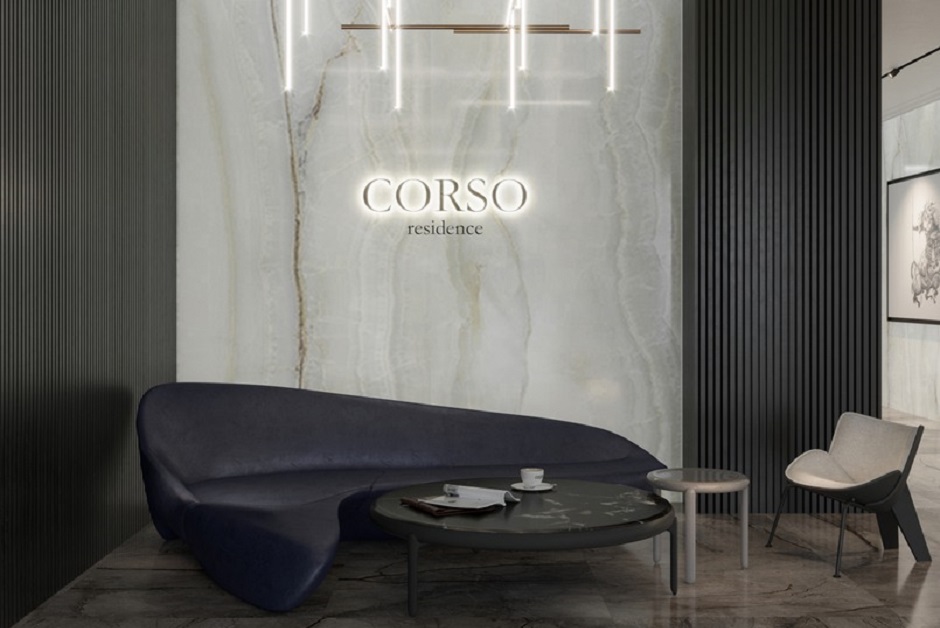 Эскизные проекты парадных для CORSO residence разработаны Дизайн-бюро S-Classic