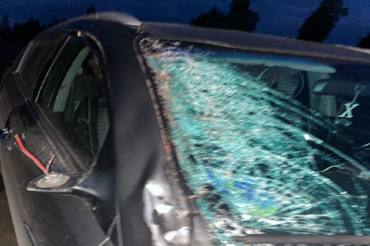 Поврежденное в результате аварии лобовое стекло машины. Фото пресс-службы ГУ МВД России по Иркутской области