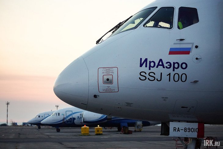 Самолет SSJ 100 авиакомпании «ИрАэро». Фото из архива IRK.ru
