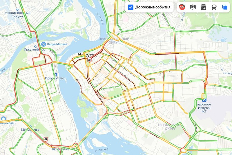 Карта пробок иркутск онлайн