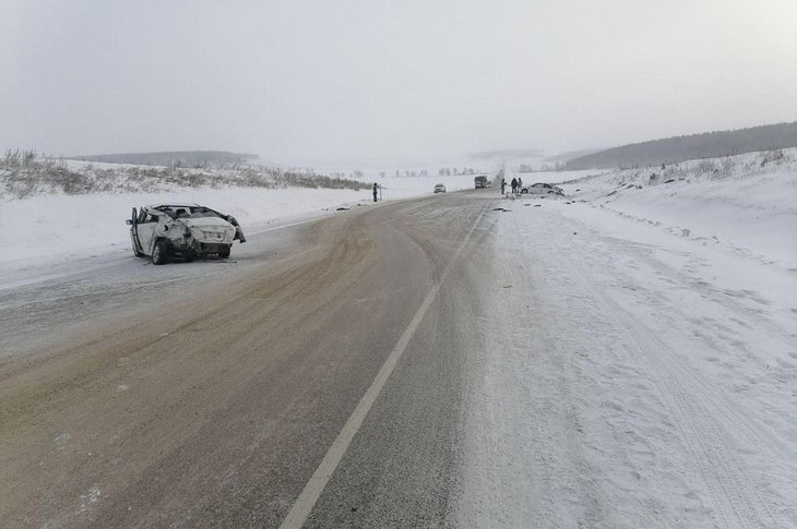 Авария в Черемховском районе. Фото Госавтоинспекции Иркутской области