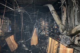 Последствия пожара в ТЦ «Миг». Фото пресс-службы ГУ МЧС России по Иркутской области