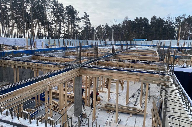 Строительство поликлиники в Качуге. Фото пресс-службы правительства Иркутской области