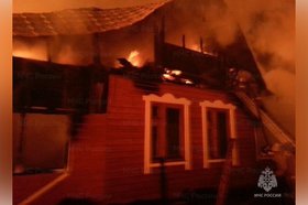 Пожар в Братском районе 14 февраля. Фото пресс-службы ГУ МЧС России по Иркутской области