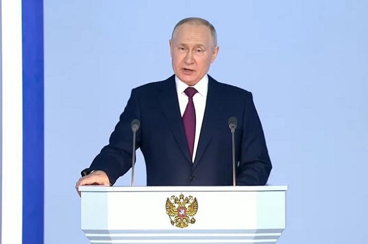 Владимир Путин. Скриншот видеотрансляции послания