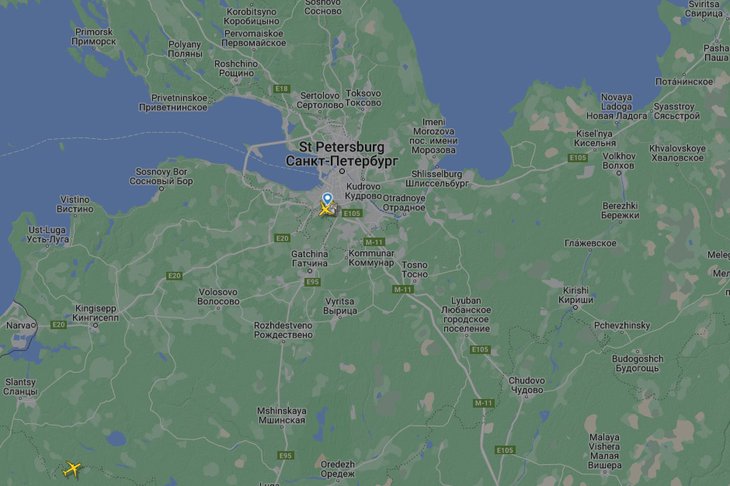 Изображение с сайта flightradar24.com