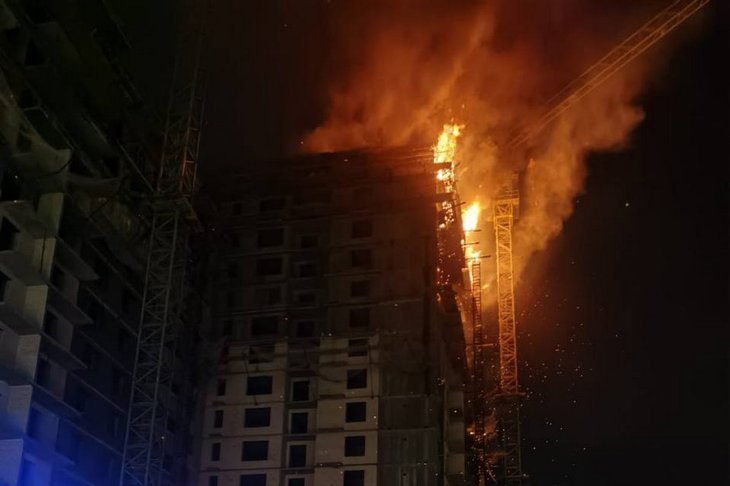 Пожар на строительной площадке 5 марта. Изображение ГУ МЧС России по Иркутской области