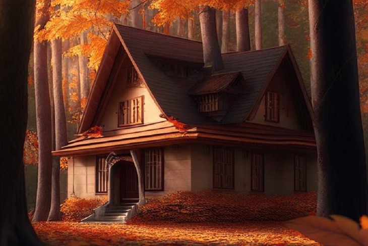 Дача с деревьями