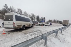 Массовое ДТП на Качугском тракте. Фото ГУ МВД России по Иркутской области