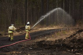 Тушение пожара в лесу. Фото Маргариты Романовой, IRK.ru