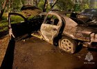Сгоревший автомобиль. Фото пресс-службы ГУ МЧС России по Иркутской области