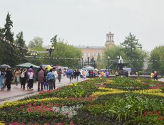 В сквере Кирова было людно несмотря на непогоду.