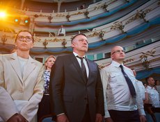 Министр по молодёжной политике Иркутской области Маргарита Цыганова, губернатор Иркутской области Игорь Кобзев, руководитель СУ СК РФ по Иркутской области Анатолий Ситников