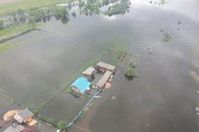 Подтопленные дома. Фото пресс-службы правительства Иркутской области