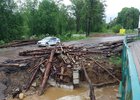 Перекрытие дороги через реку Харлахта. Фото пресс-службы ГУ МВД России по Иркутской области
