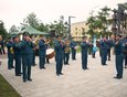 На торжественной церемонии играл оркестр ГУ МЧС России по Иркутской области.