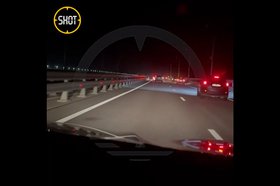 Крымский мост ночью 17 июля. Скриншот видео из телеграм-канала SHOT