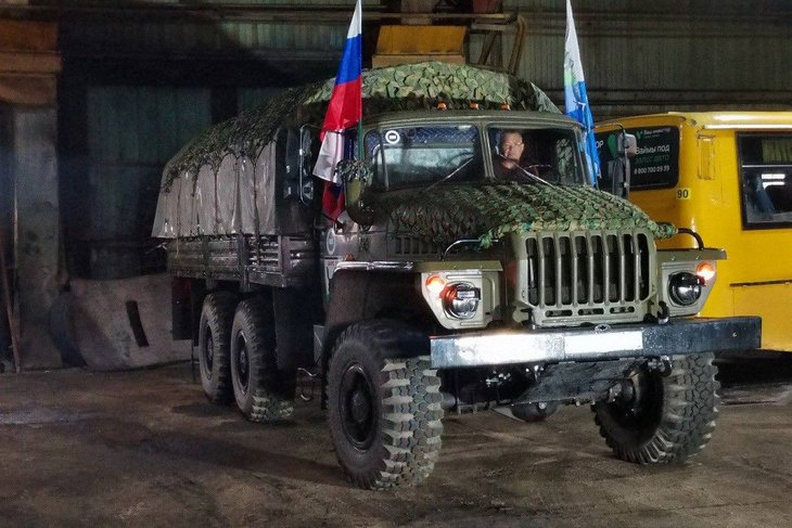 Автомобиль с гуманитарным грузом. Фото пресс-службы администрации Иркутска
